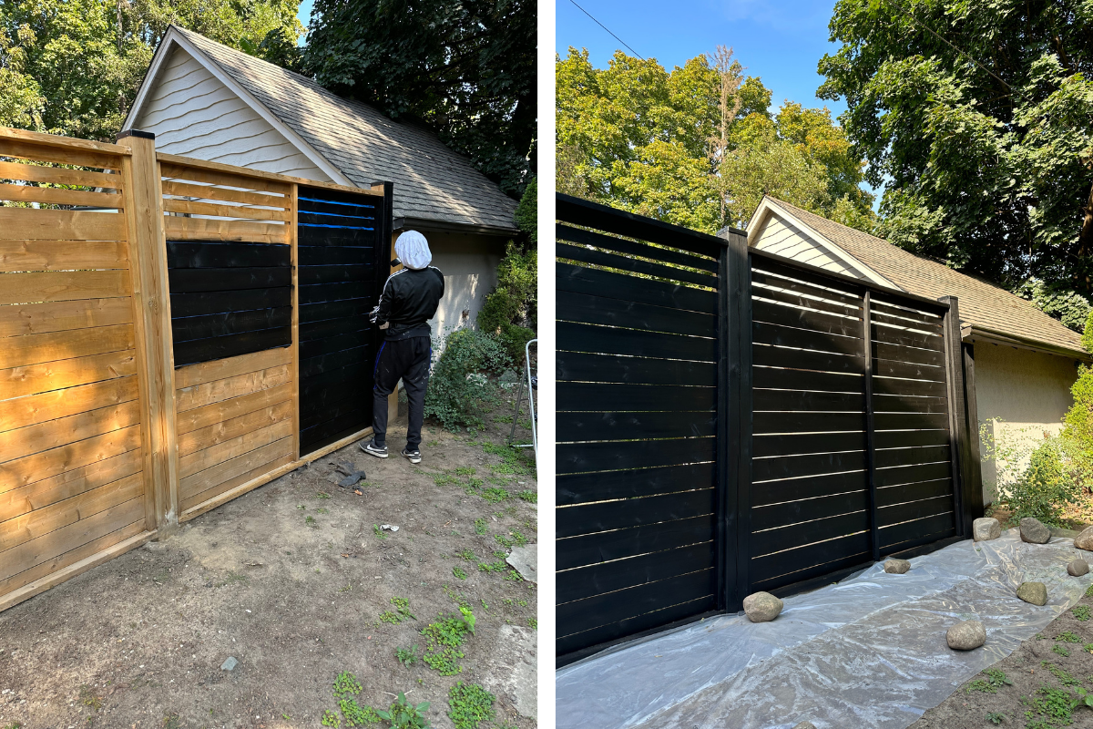 Fence staining transformation to black in the Kingsway