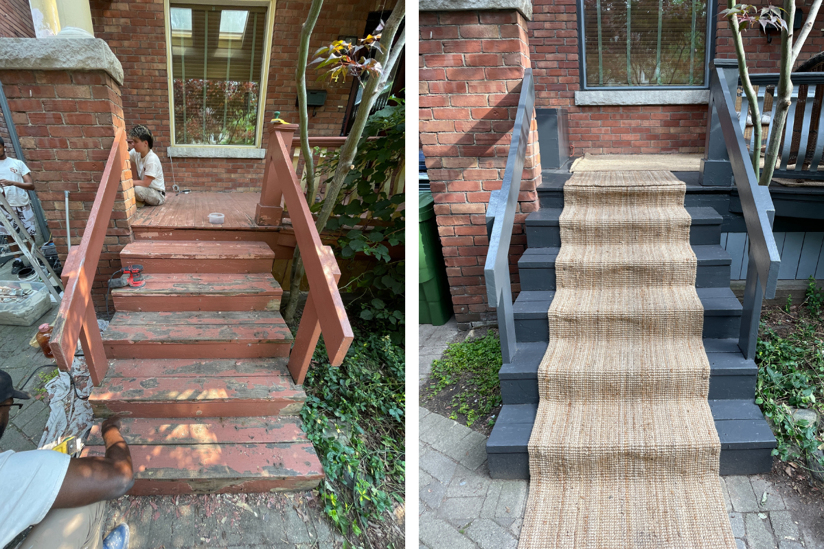 Front stairs painting before and after