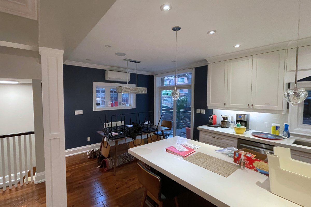 Navy blue kitchen and dining room painting