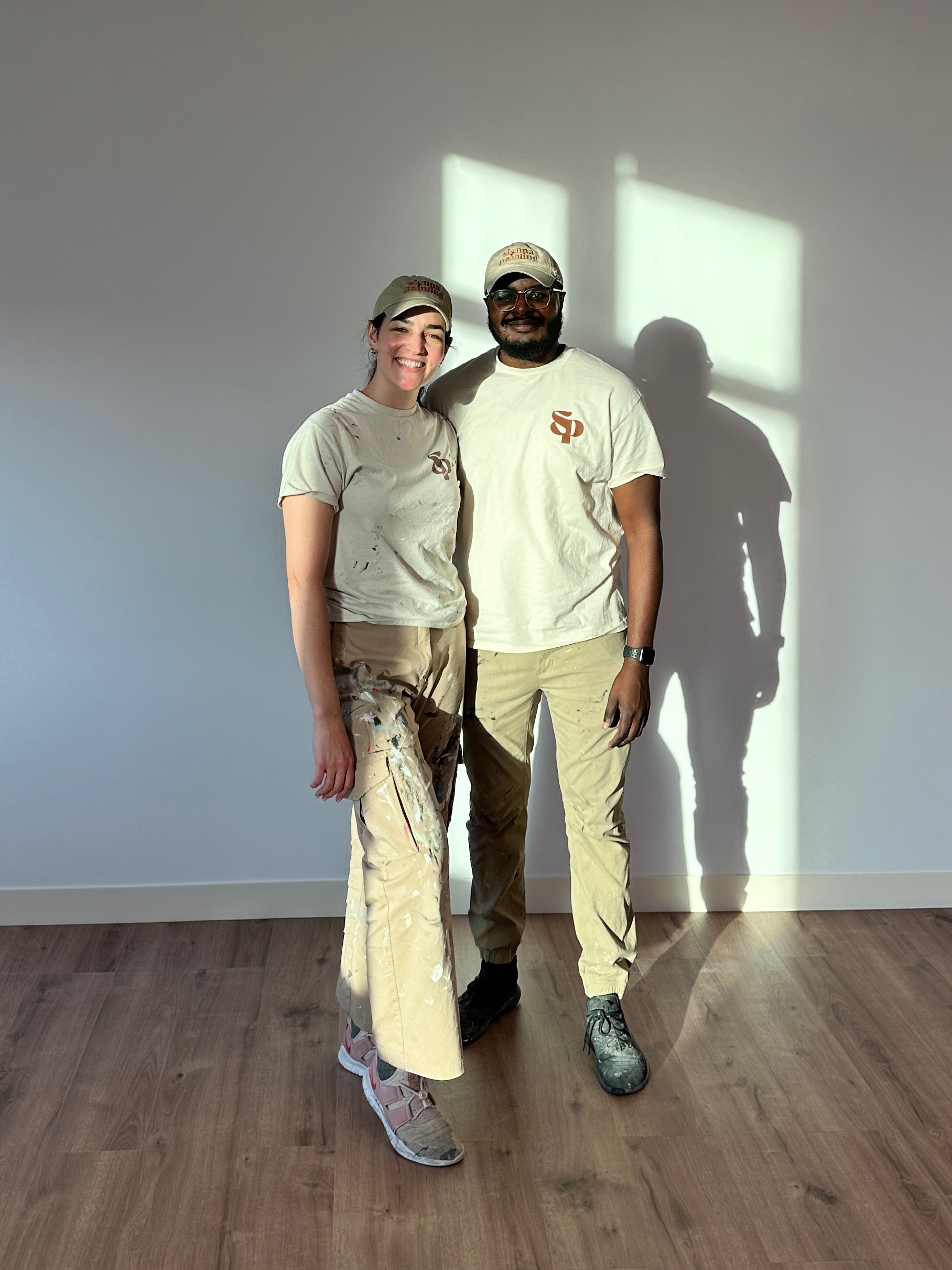 Hannah and Sheldon in Sienna Painting uniforms